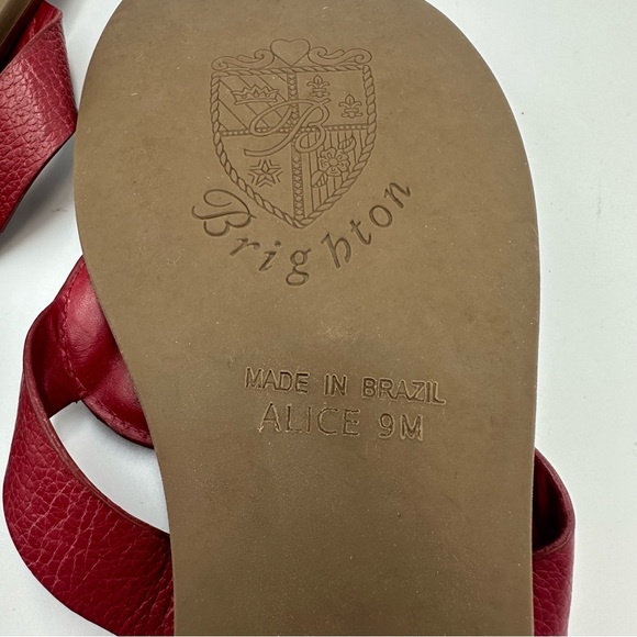 Brighton Red Alice Sandals Thong Flat Leather Womens Size 9M Silver Medallion - Picture 12 of 12